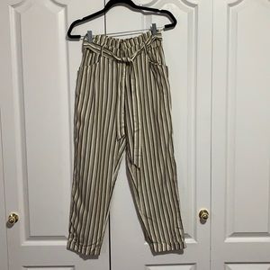 Paper bag pants from zara, beige, white, grey